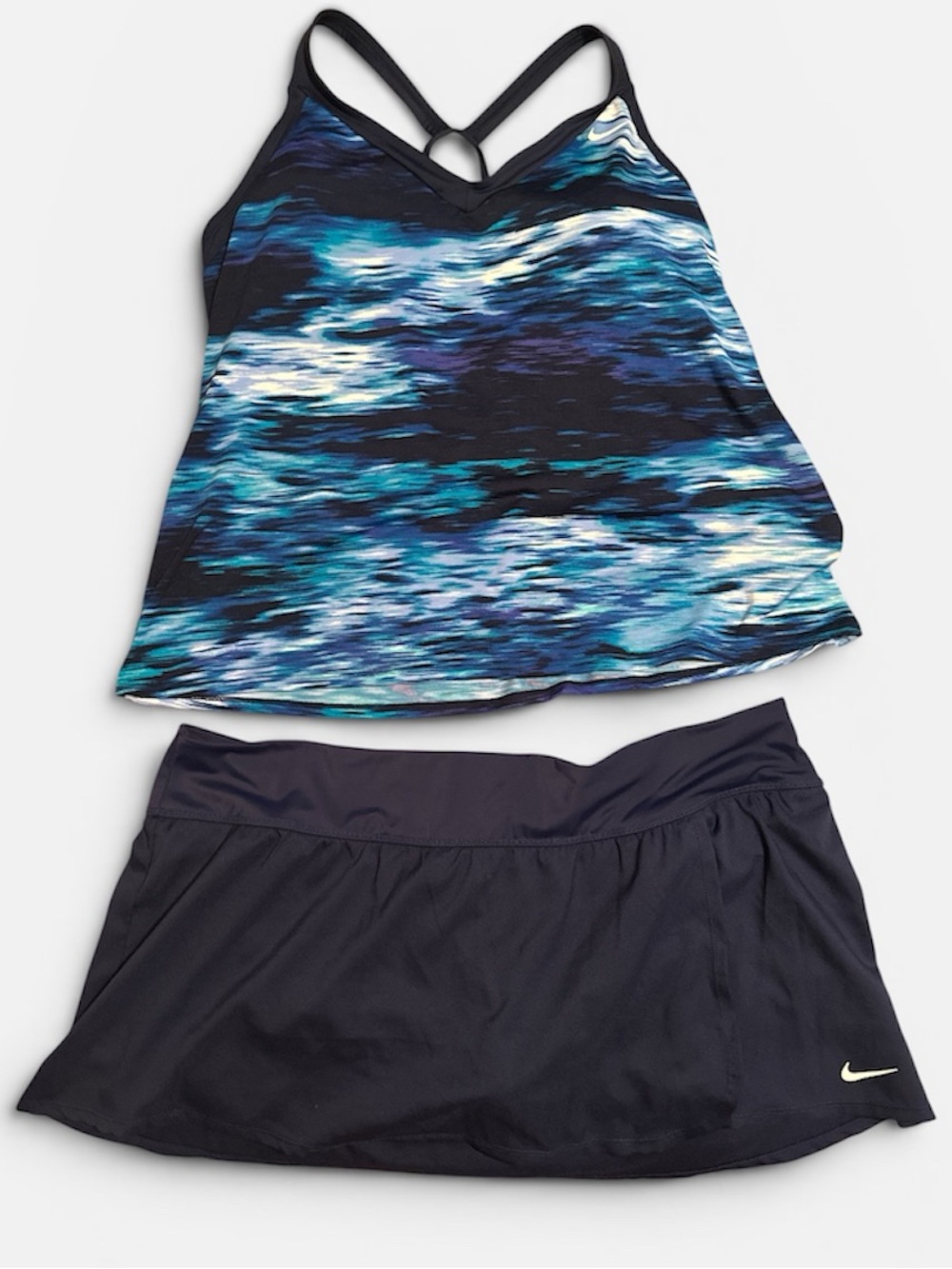 Nike Women’s Navy & Teal Wave Print Tankini with Navy Swim Skort